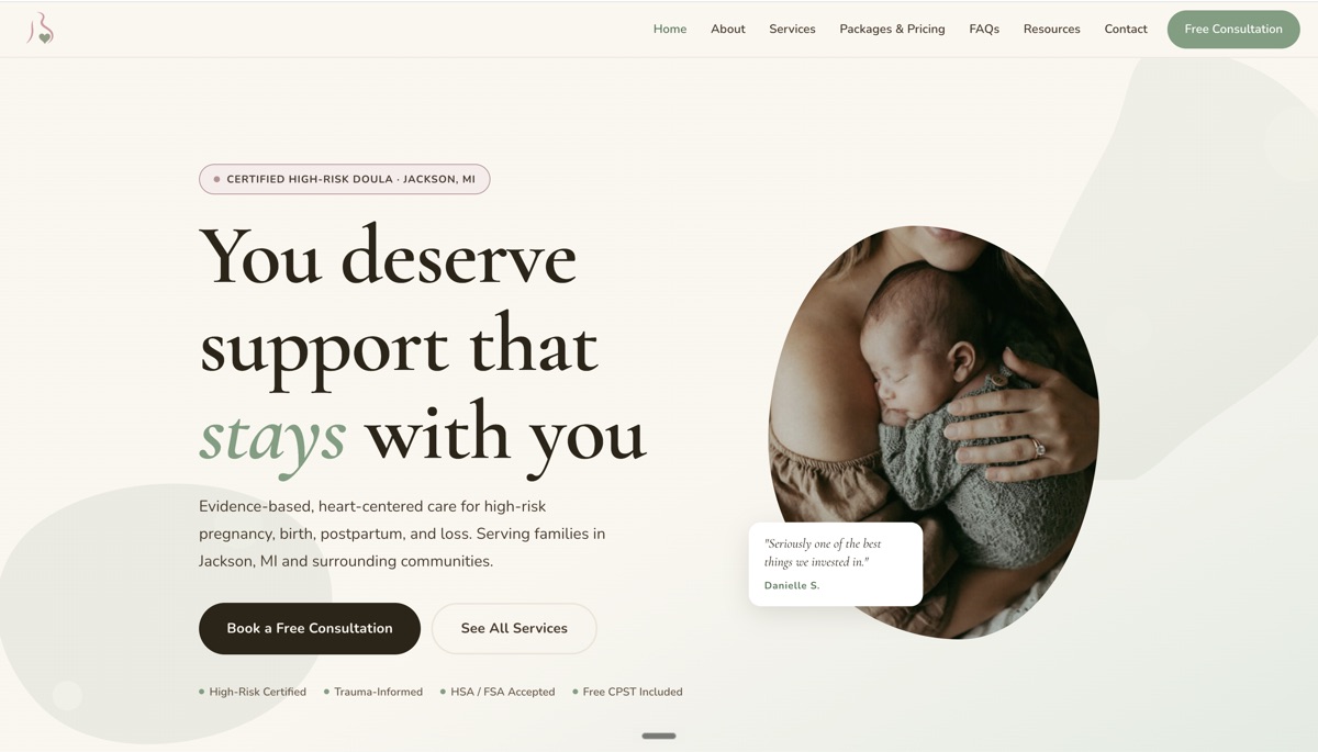 Bump to Baby Doula website