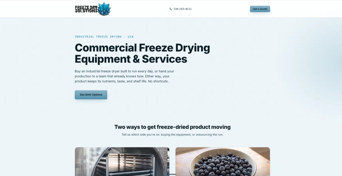 Freeze Dry Solutions website